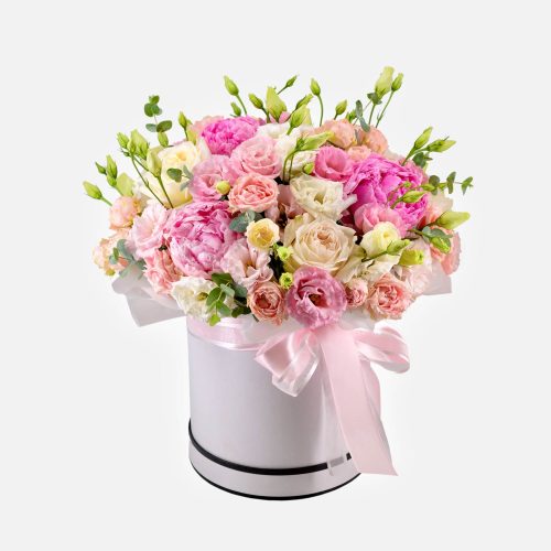White box of flowers